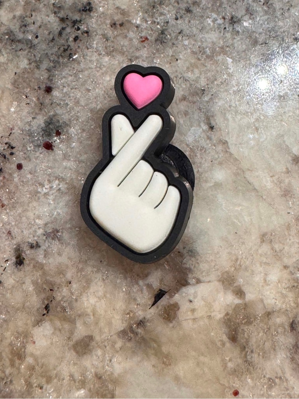 CROCS Jibbitz Heart Finger Hand Charm in White and Pink